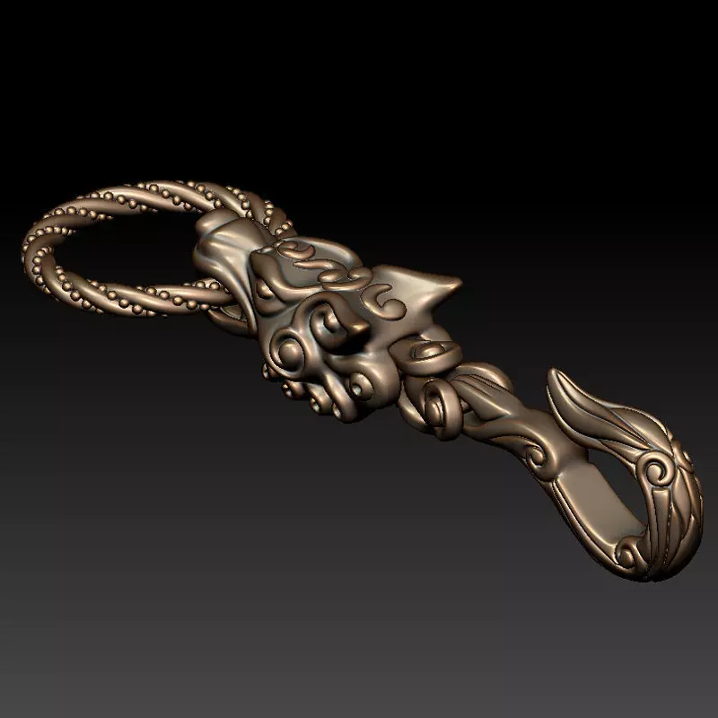 Wolf keychain 3D print model_1