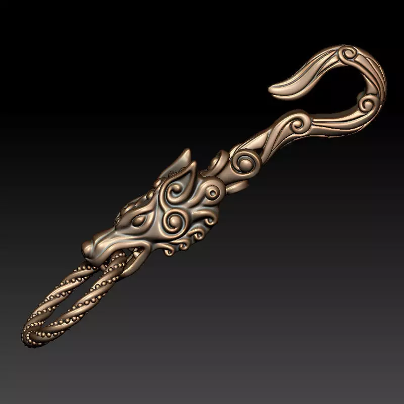 Wolf keychain 3D print model_4