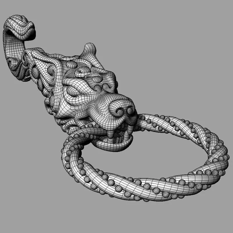 Wolf keychain 3D print model_6