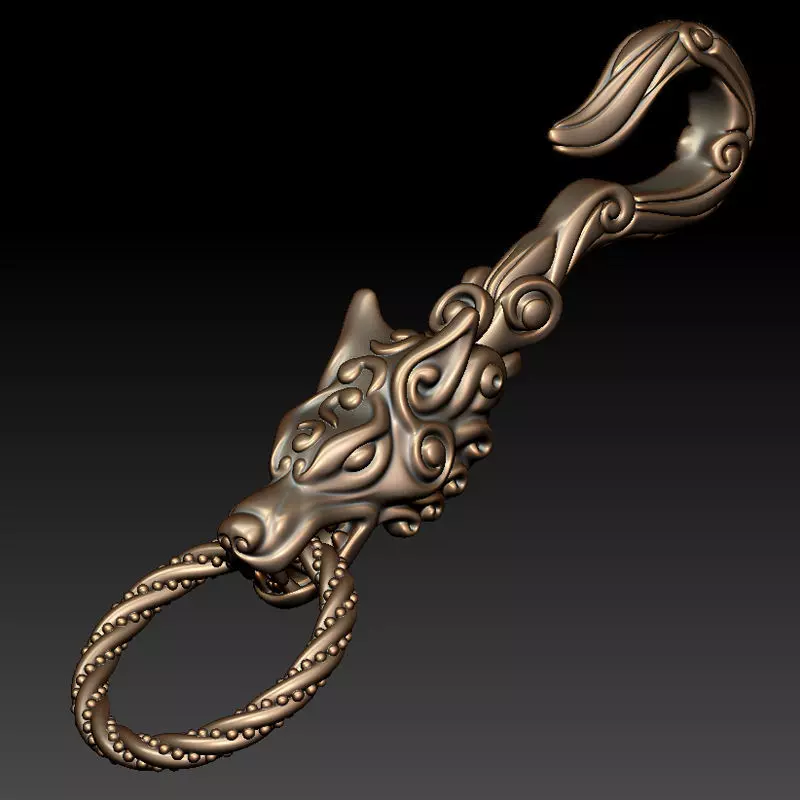 Wolf keychain 3D print model_0