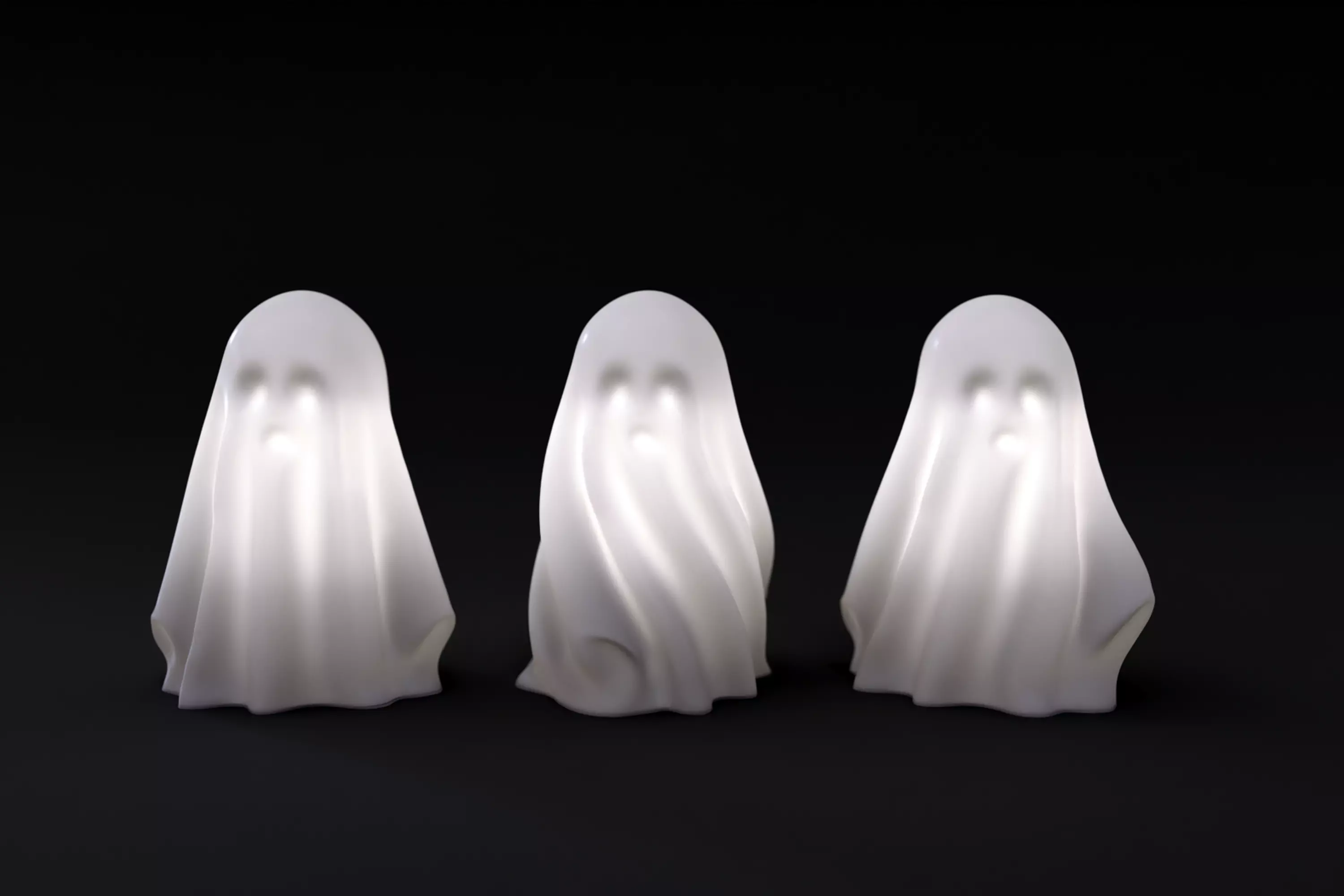 Ghosts 3D Printable Set of 3 STL Files for LED Tealight Holders 3D print model_2