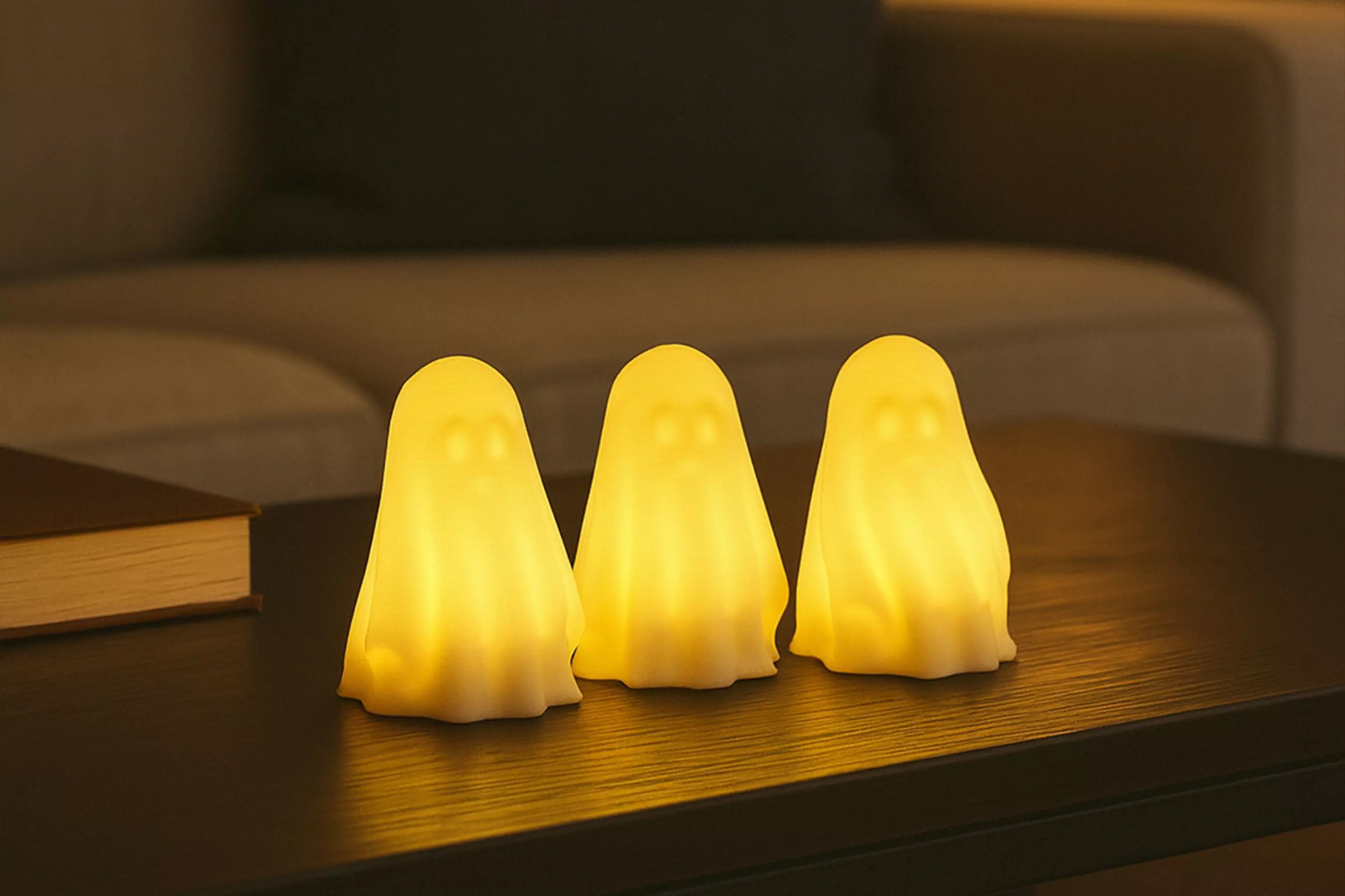 Ghosts 3D Printable Set of 3 STL Files for LED Tealight Holders 3D print model_0