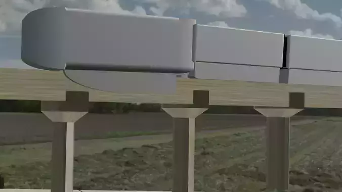 Futuristic City Monorail 3D Model 3D model