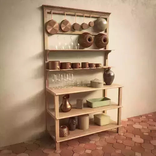 Vintage Wooden Kitchen Shelf
