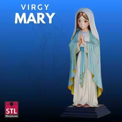 Virgin Mary Cartoon STL Modern Religious Sculpture