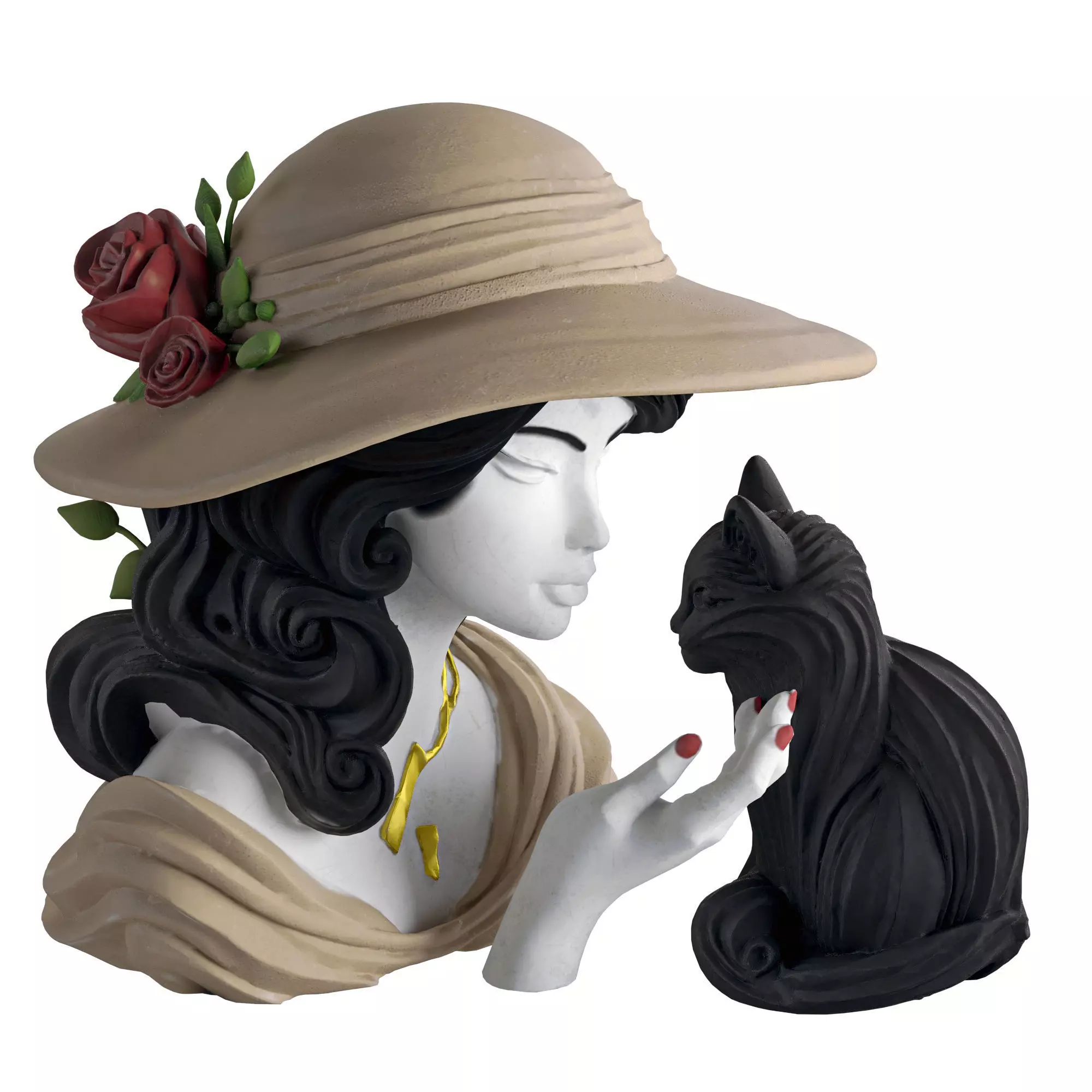 Statue lady 1 Low-poly 3D model_0