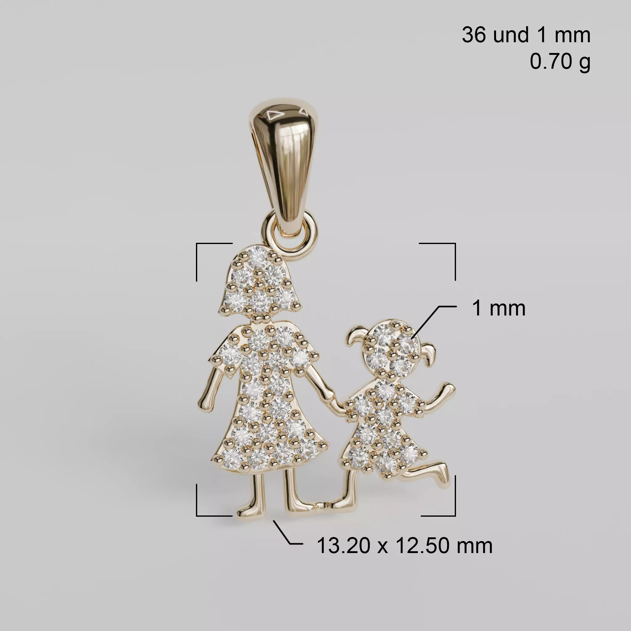 Mother and daughter pendant 3D print model_2