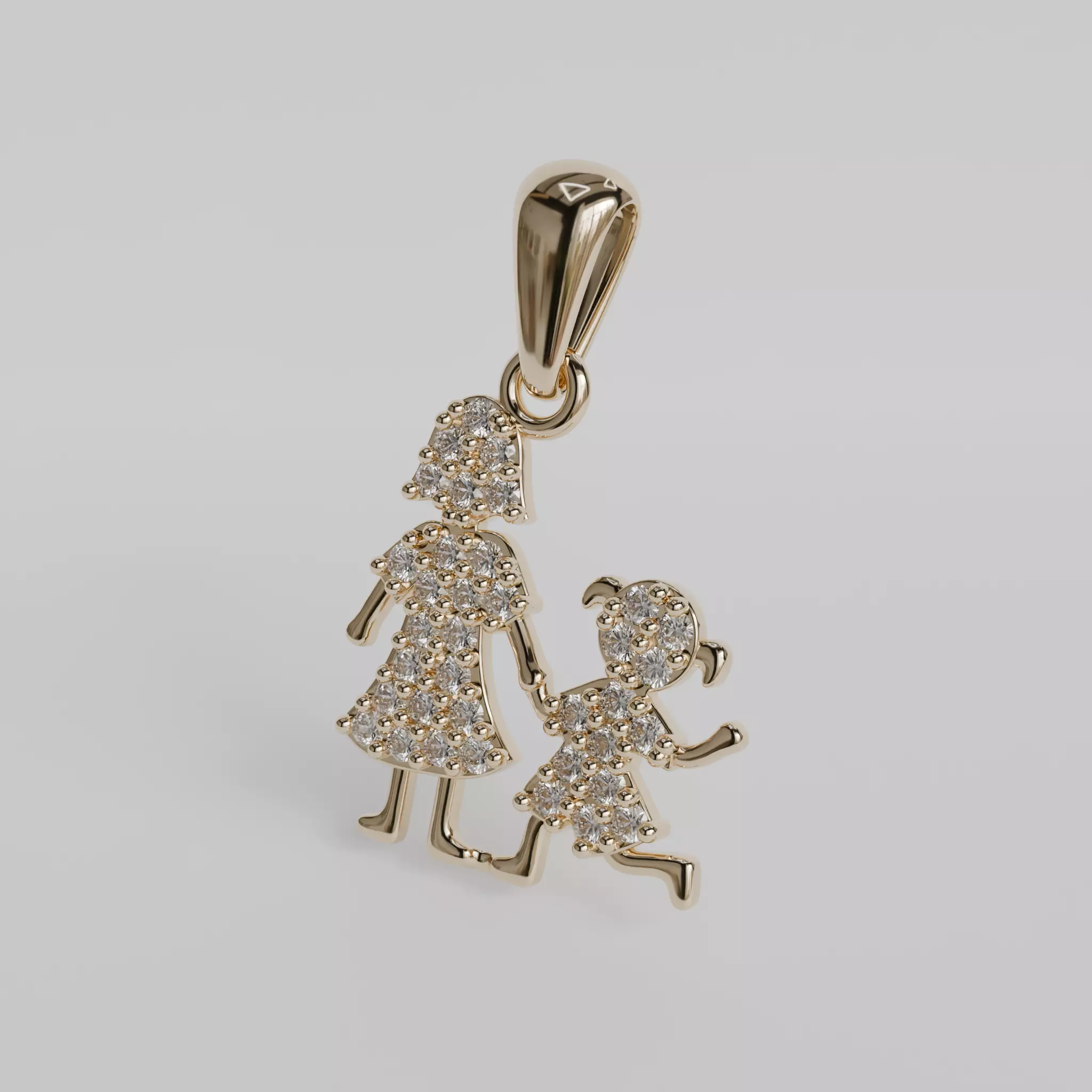 Mother and daughter pendant 3D print model_0