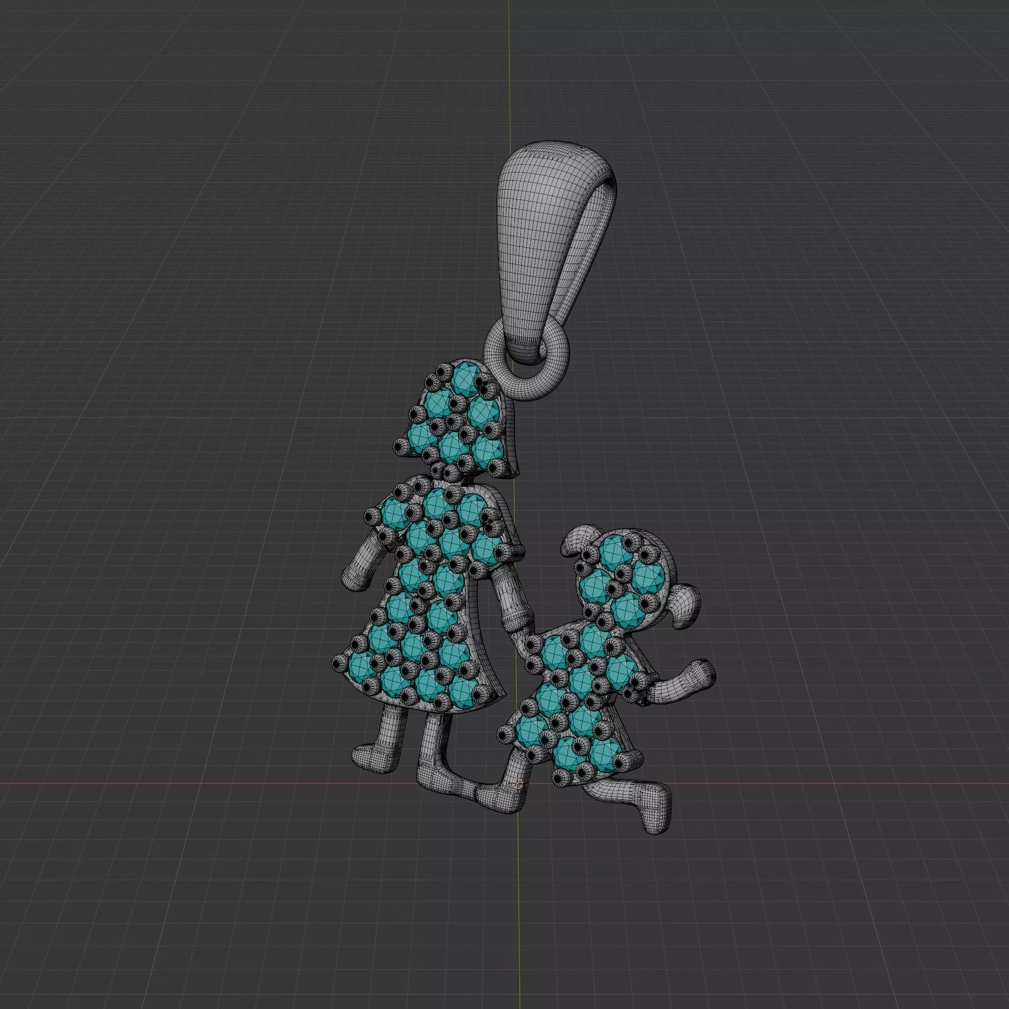 Mother and daughter pendant 3D print model_12