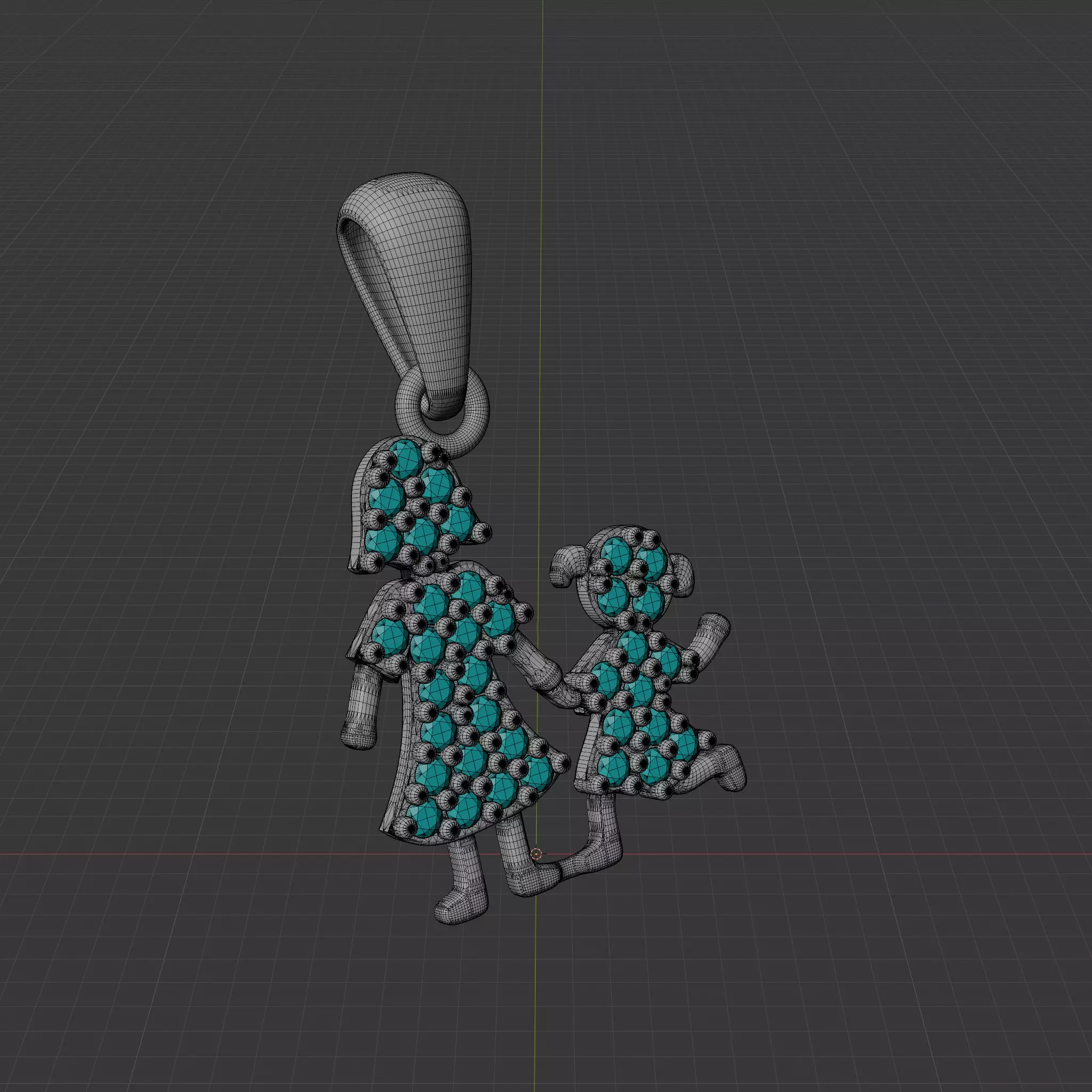 Mother and daughter pendant 3D print model_8