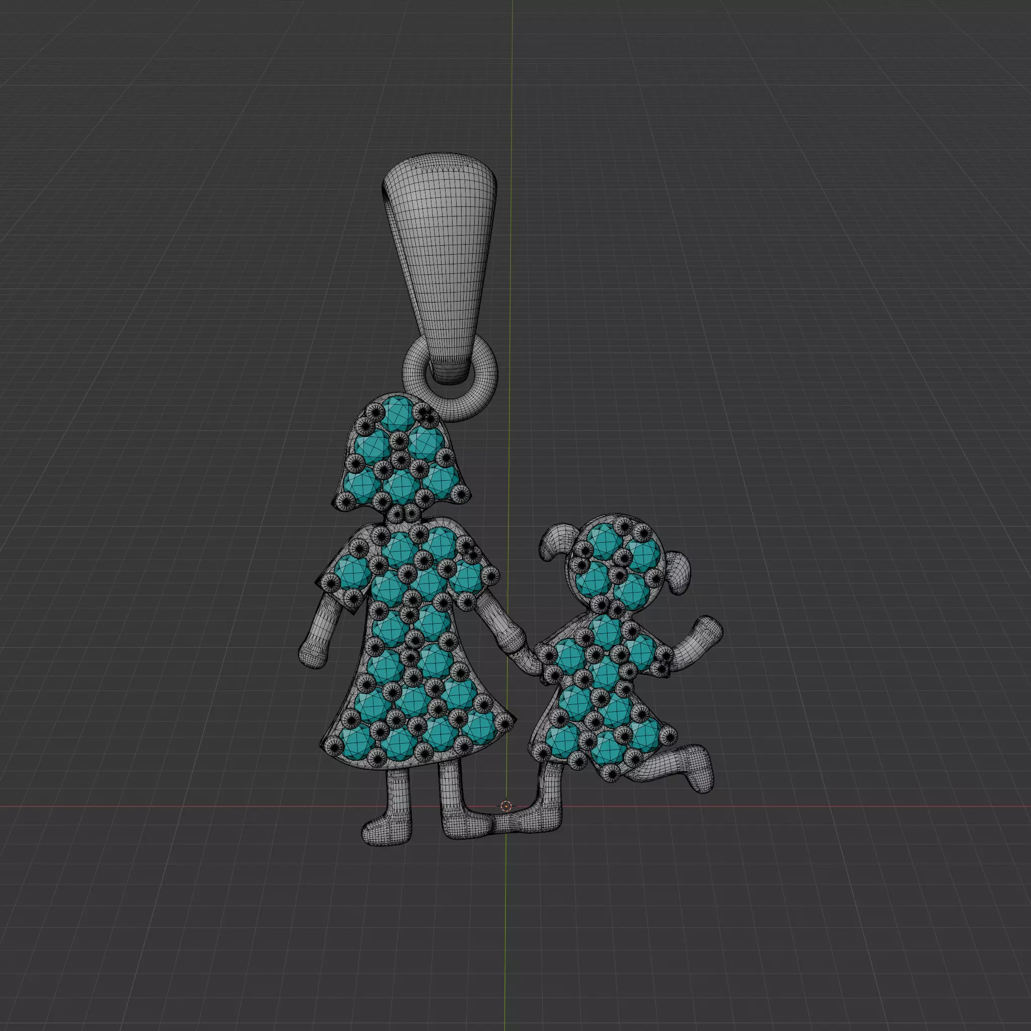 Mother and daughter pendant 3D print model_7