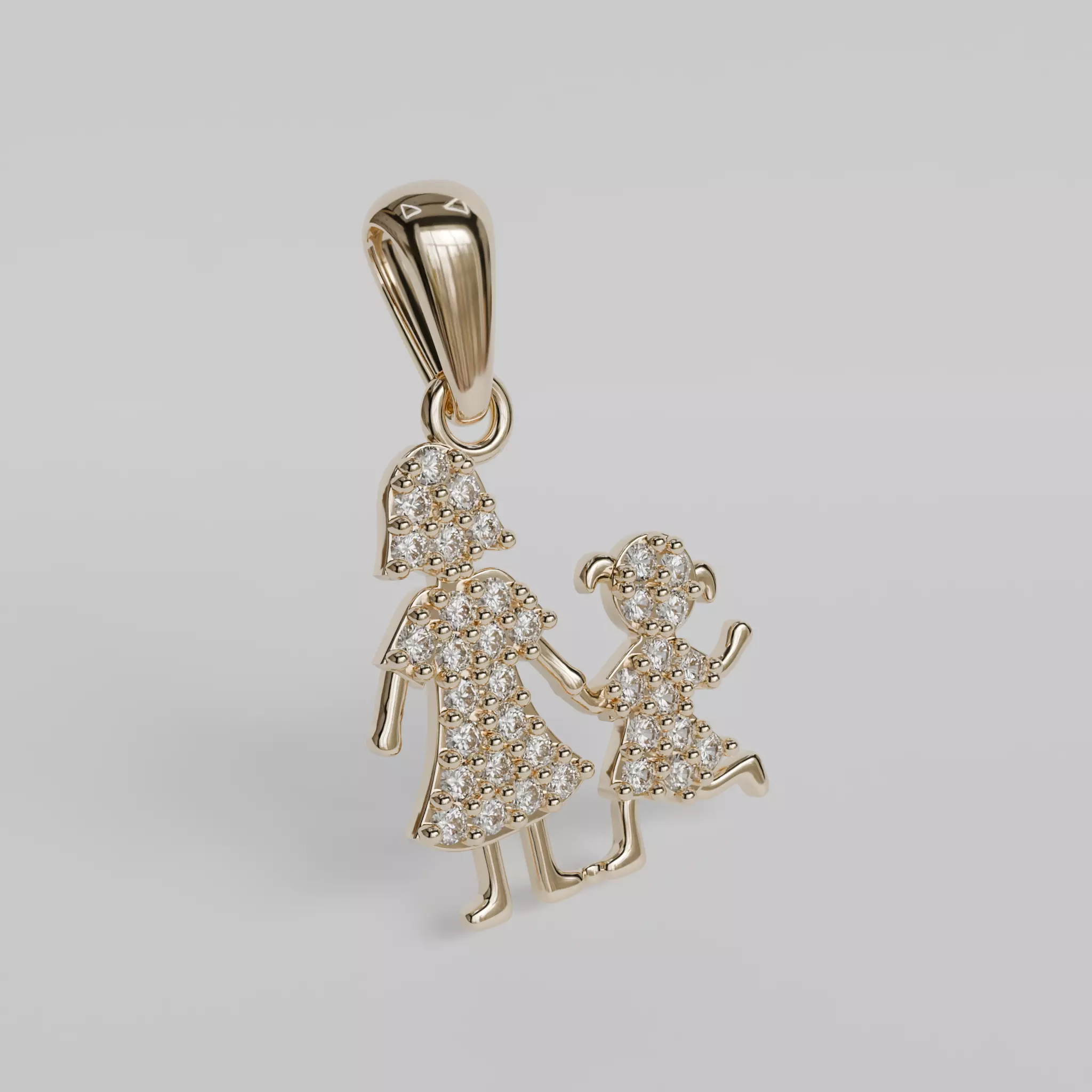 Mother and daughter pendant 3D print model_3