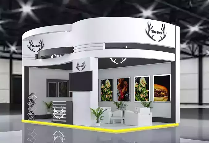 booth 6x4 2 side open 3D model