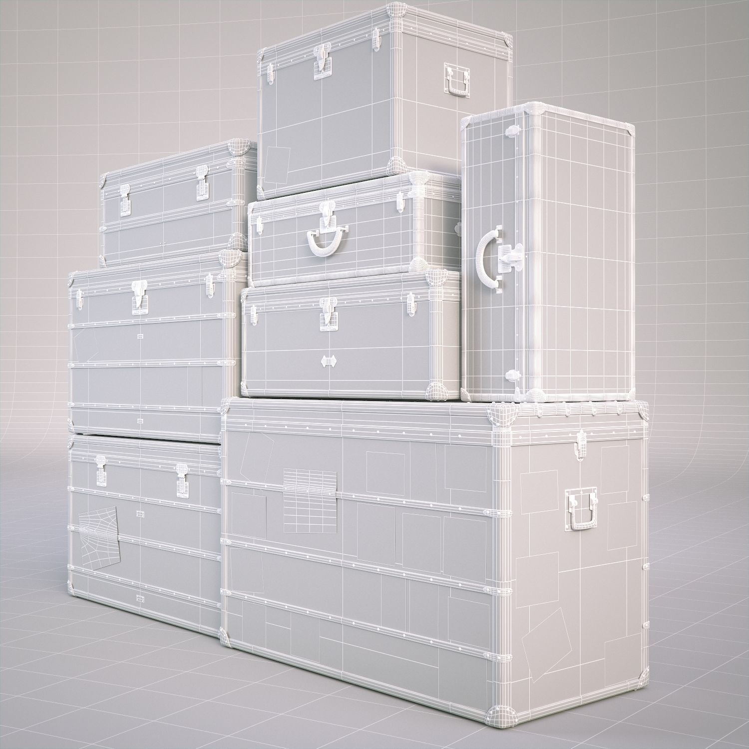 Louis Vuitton Vintage Trunks 3D model_8