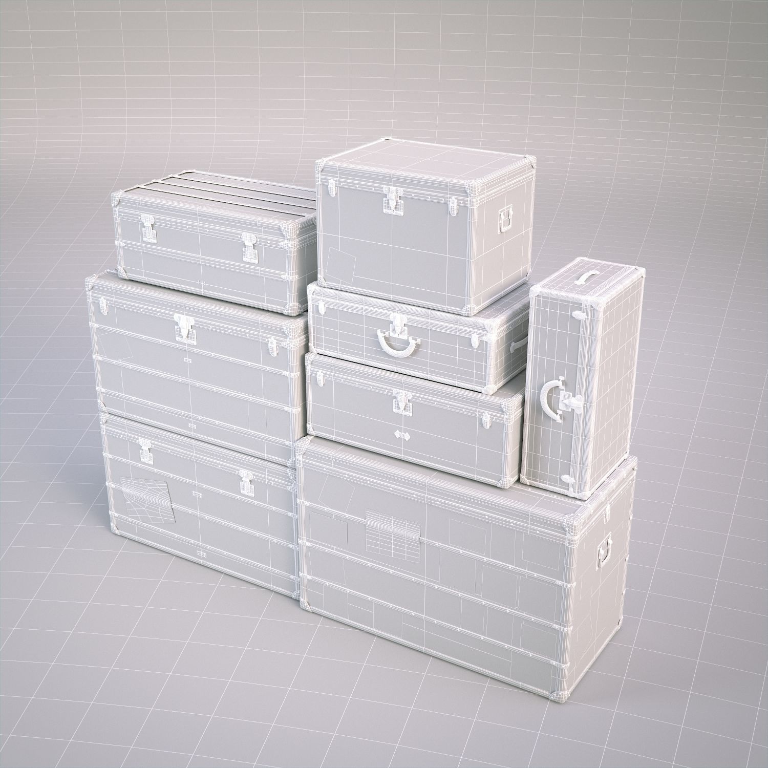 Louis Vuitton Vintage Trunks 3D model_7