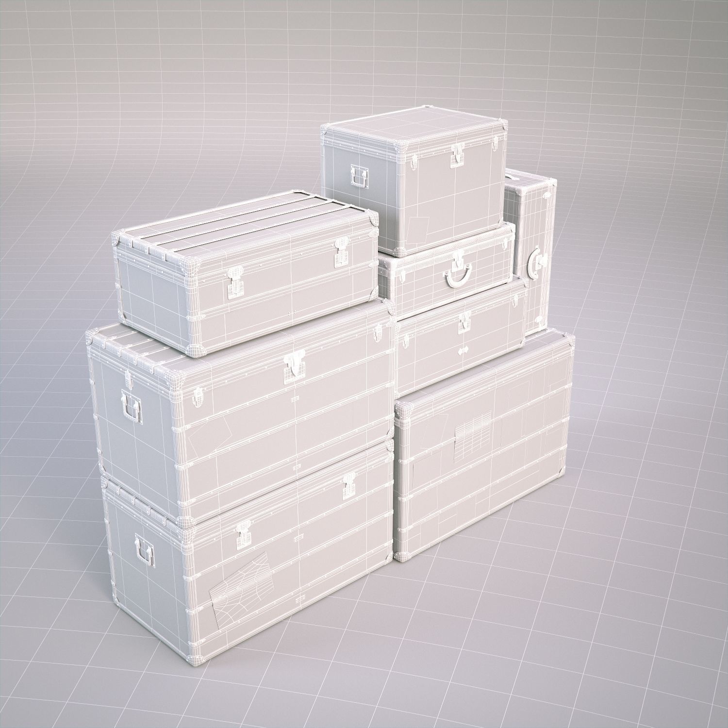 Louis Vuitton Vintage Trunks 3D model_6