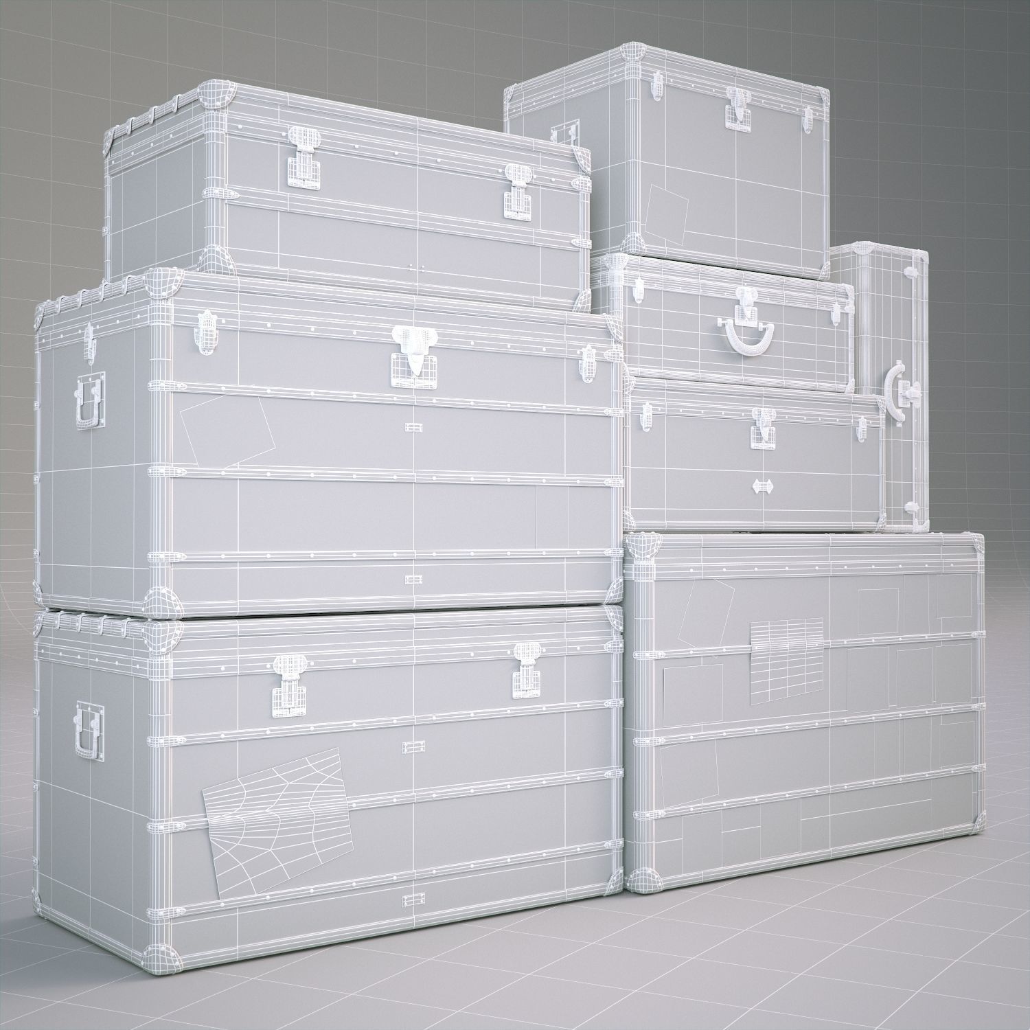 Louis Vuitton Vintage Trunks 3D model_10