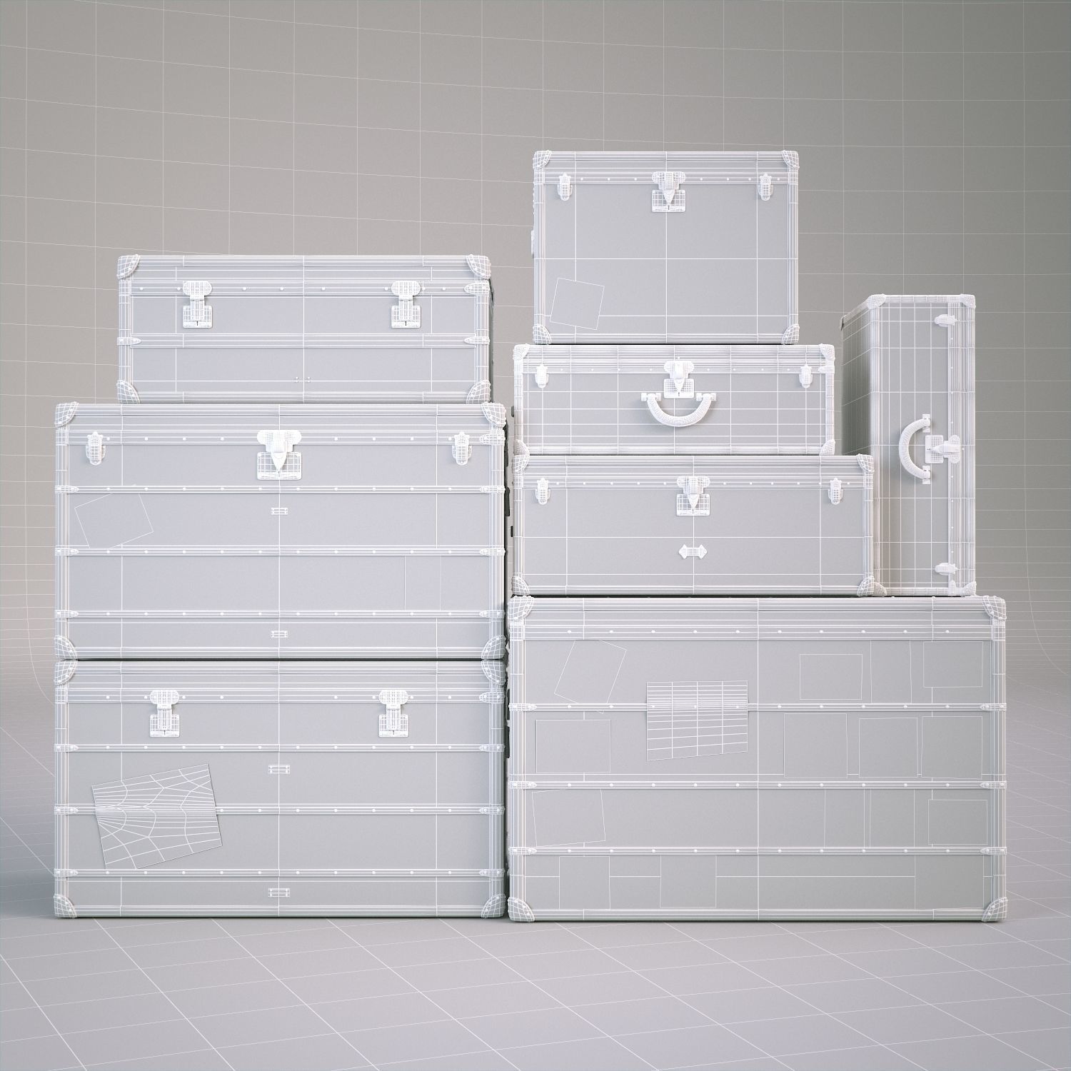 Louis Vuitton Vintage Trunks 3D model_9