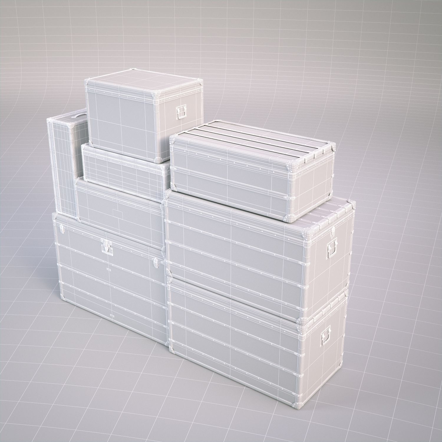 Louis Vuitton Vintage Trunks 3D model_11