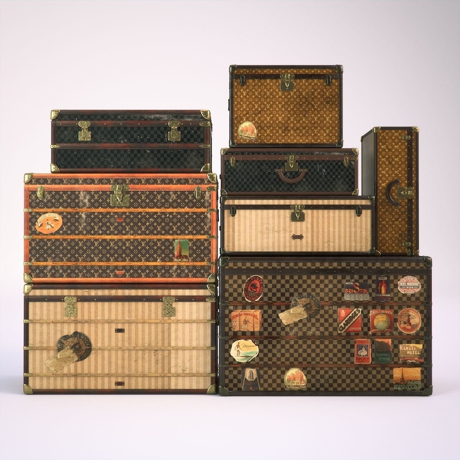 Louis Vuitton Vintage Trunks 3D model_5