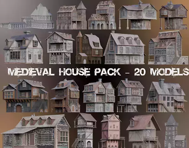  20 Models Medieval House Pack 