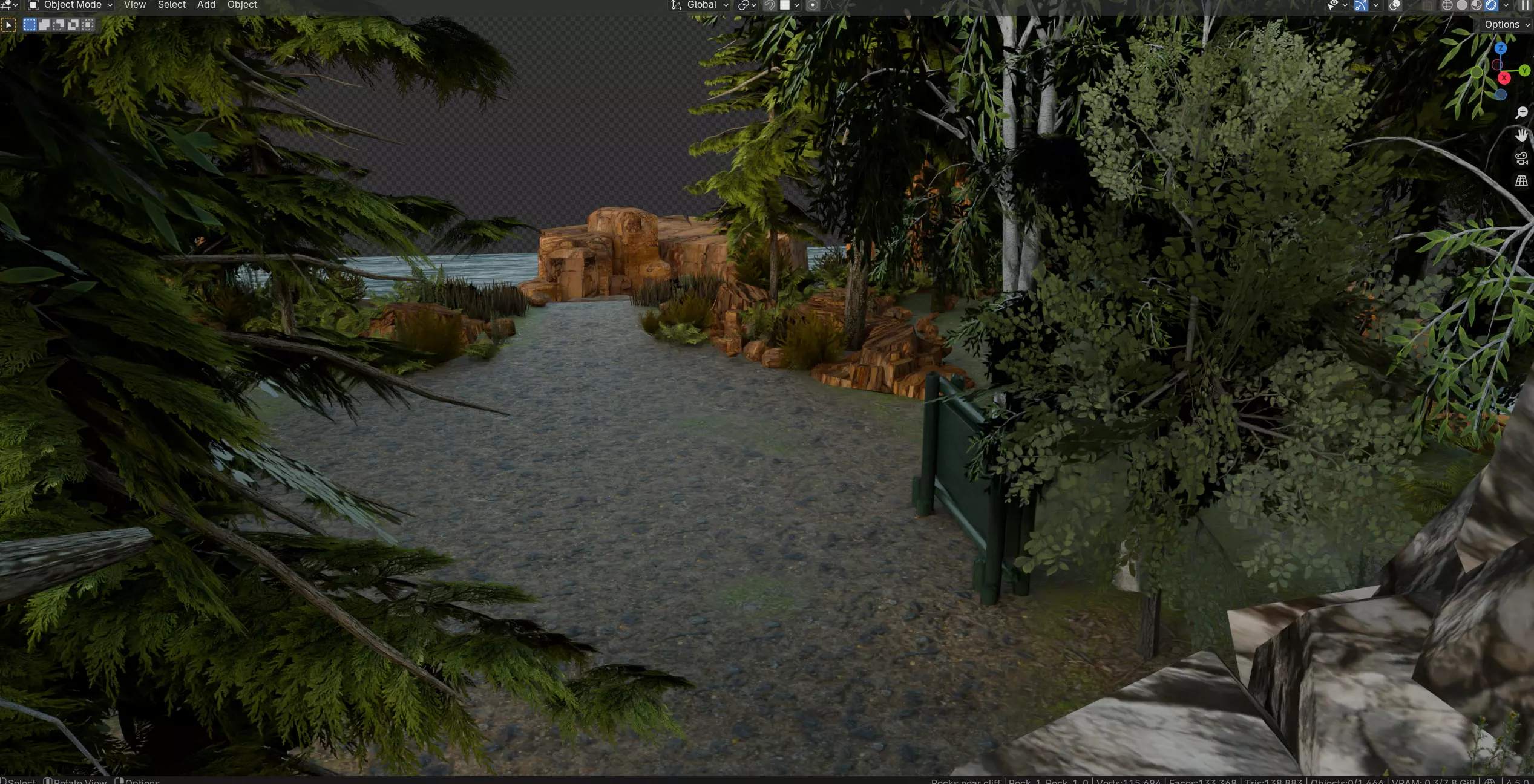 Forest To Coast Cliff Environment Low Poly Stylized Nature Scene Low-poly 3D model_4