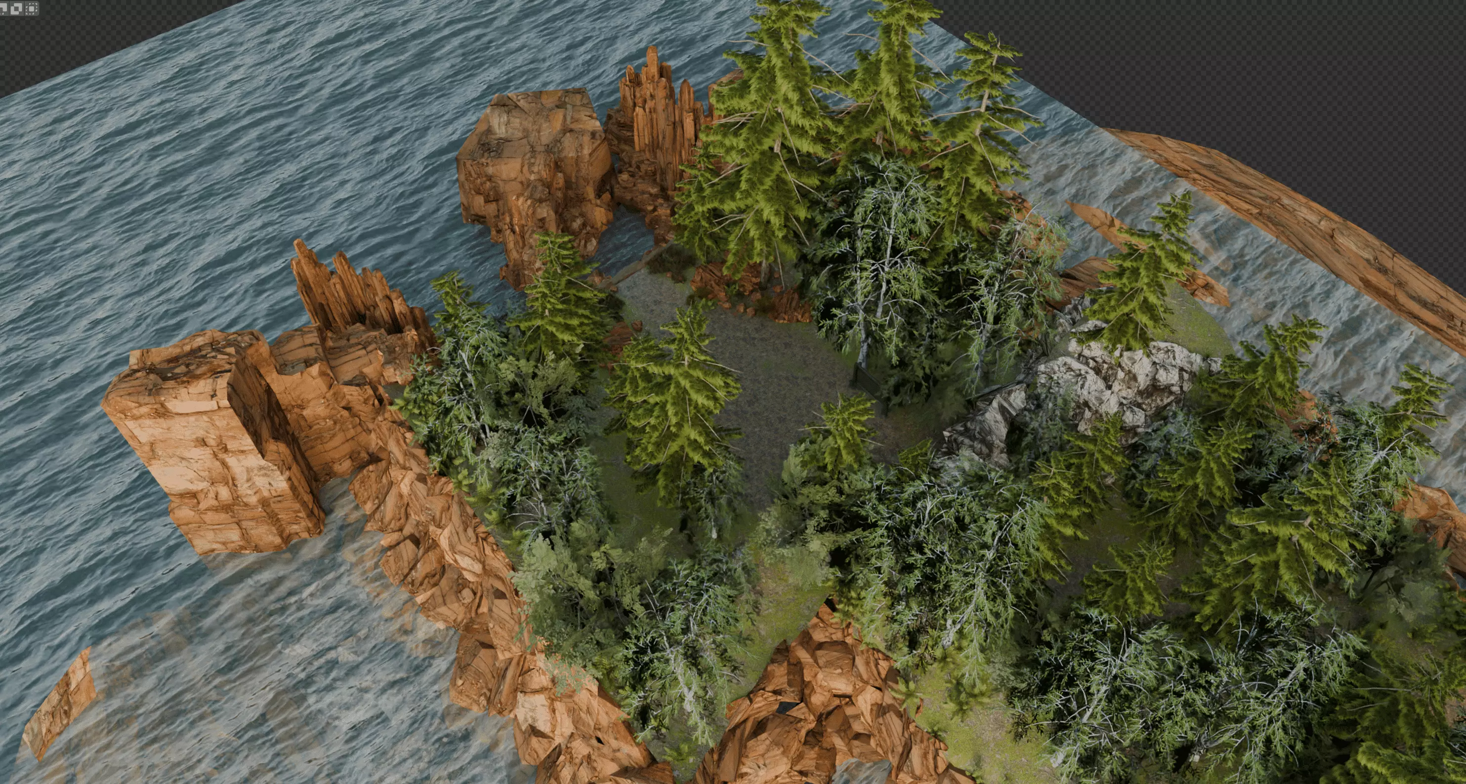 Forest To Coast Cliff Environment Low Poly Stylized Nature Scene Low-poly 3D model_3