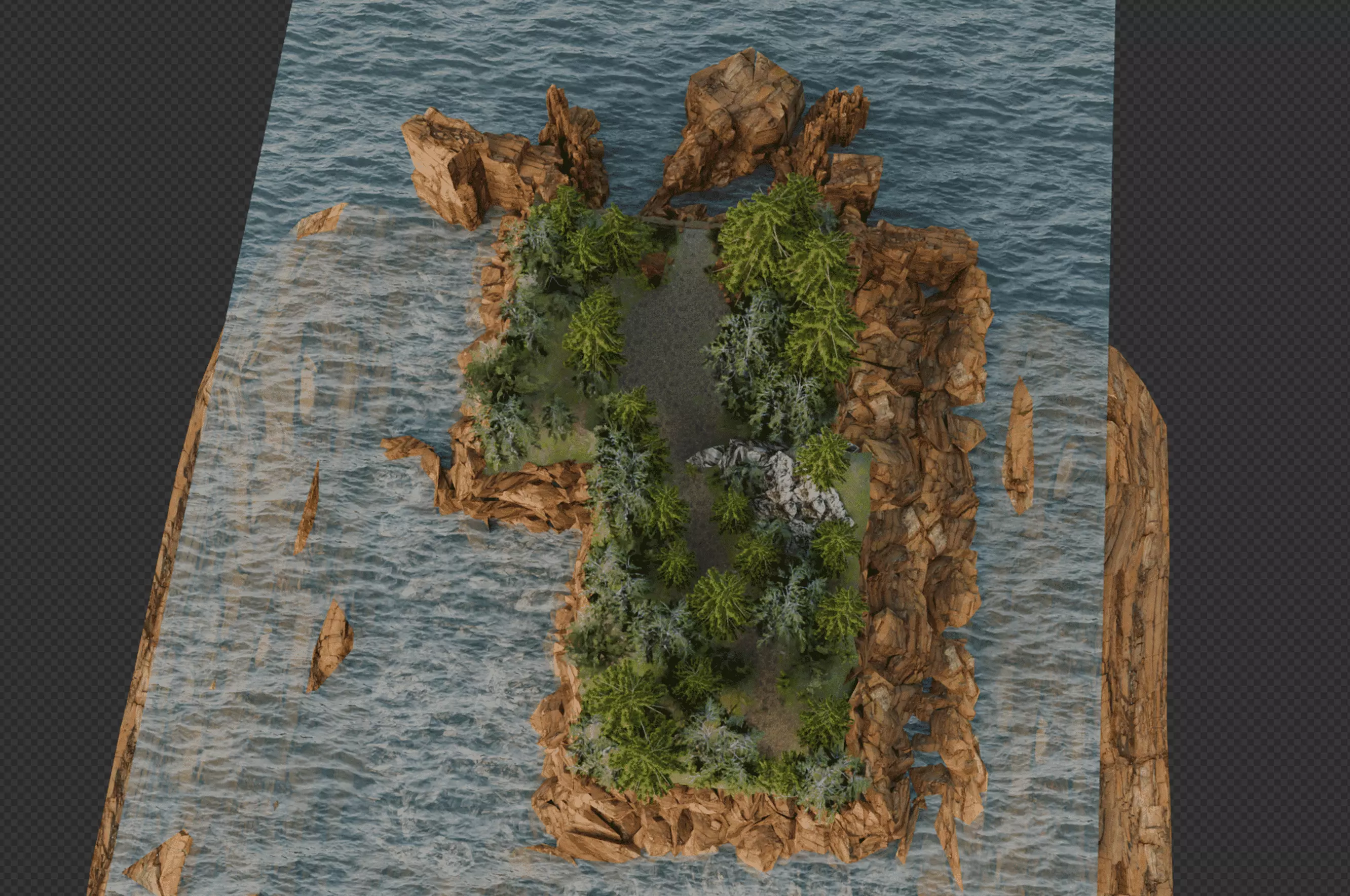 Forest To Coast Cliff Environment Low Poly Stylized Nature Scene Low-poly 3D model_2