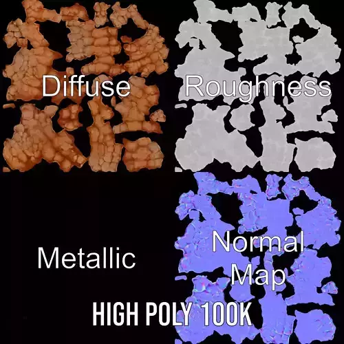 Textured Nut Cluster model pack Low-poly 3D model 3