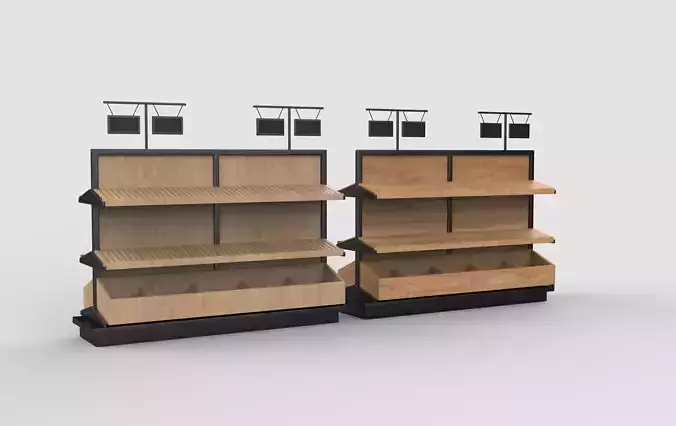 wooden shelves 3D model