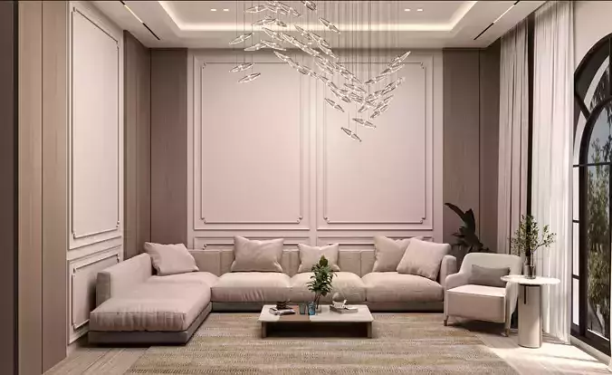 Living Room Scene Neo-Classic 3D model