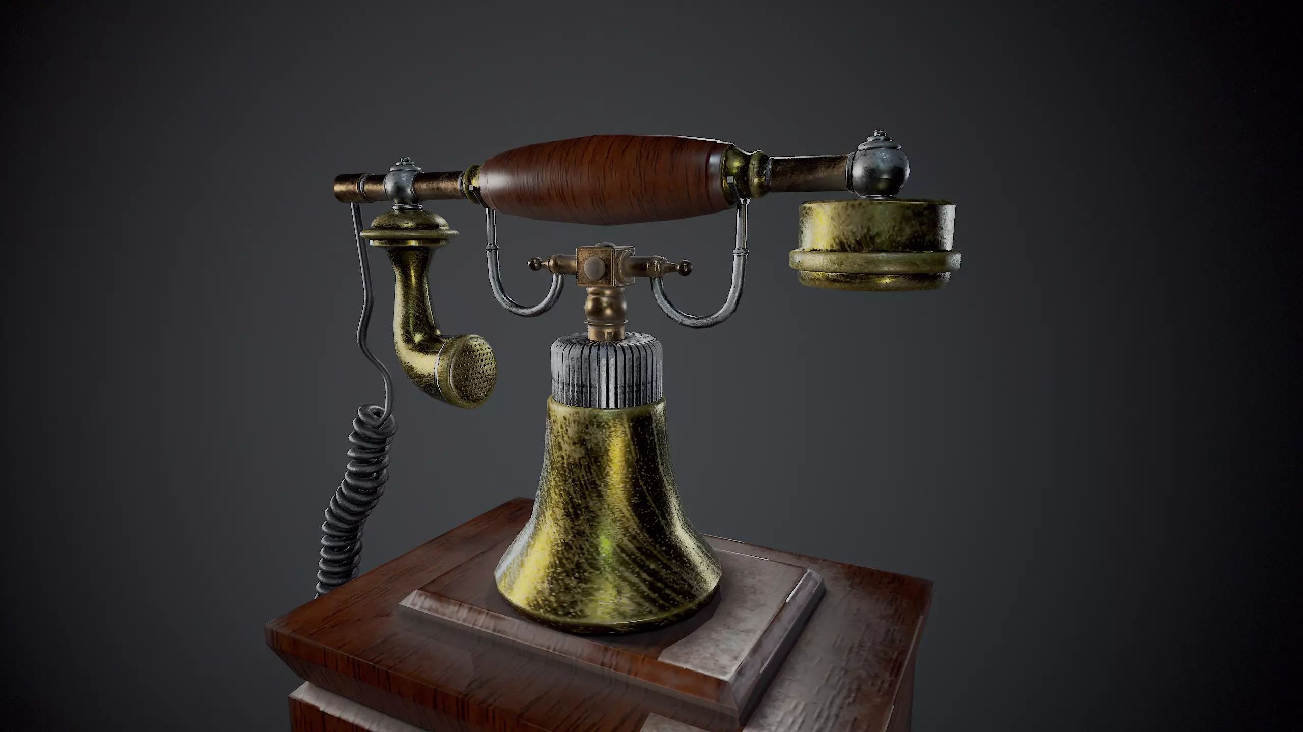 Vintage telephone 3D model Low-poly 3D model_4
