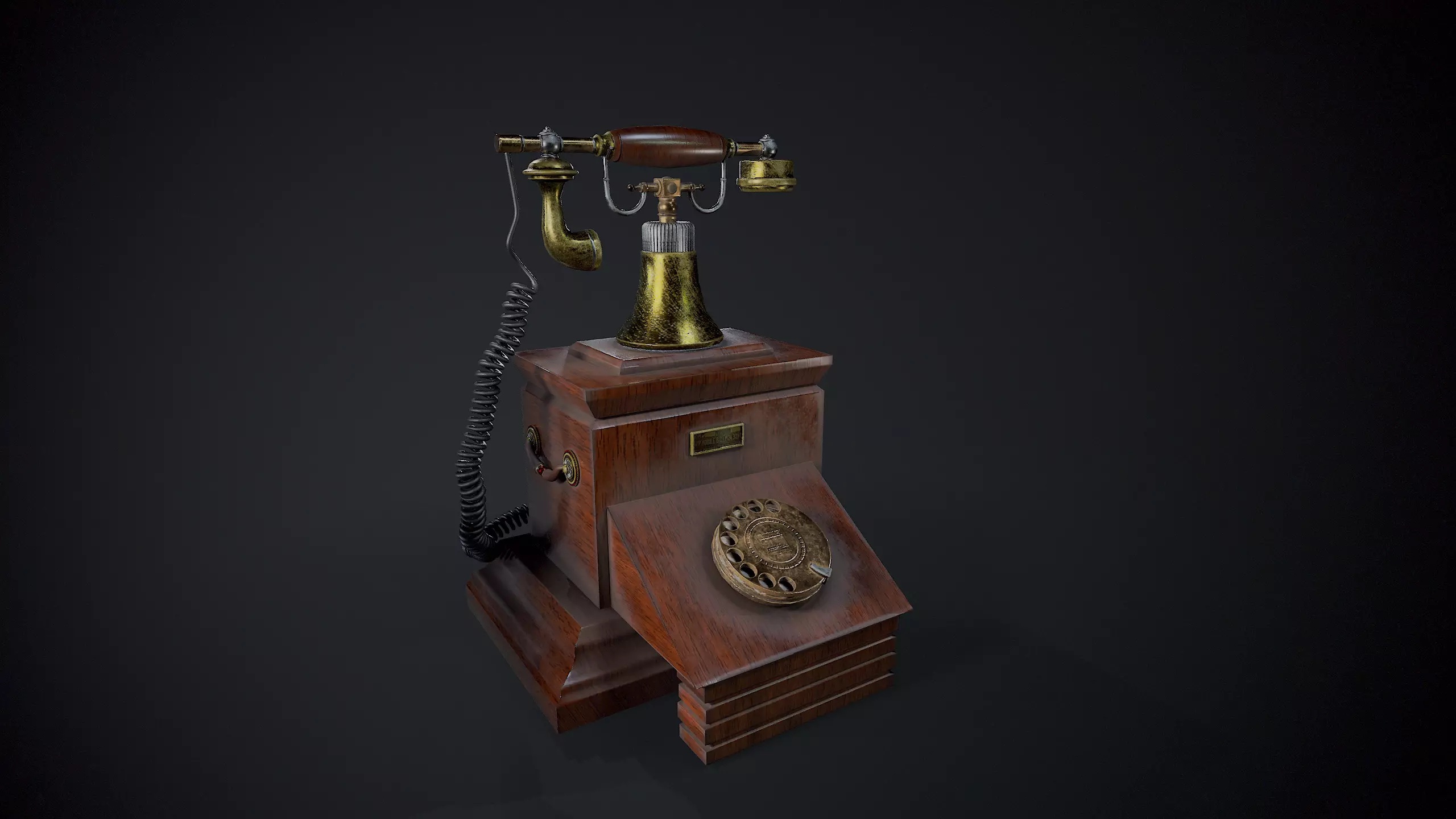 Vintage telephone 3D model Low-poly 3D model_0