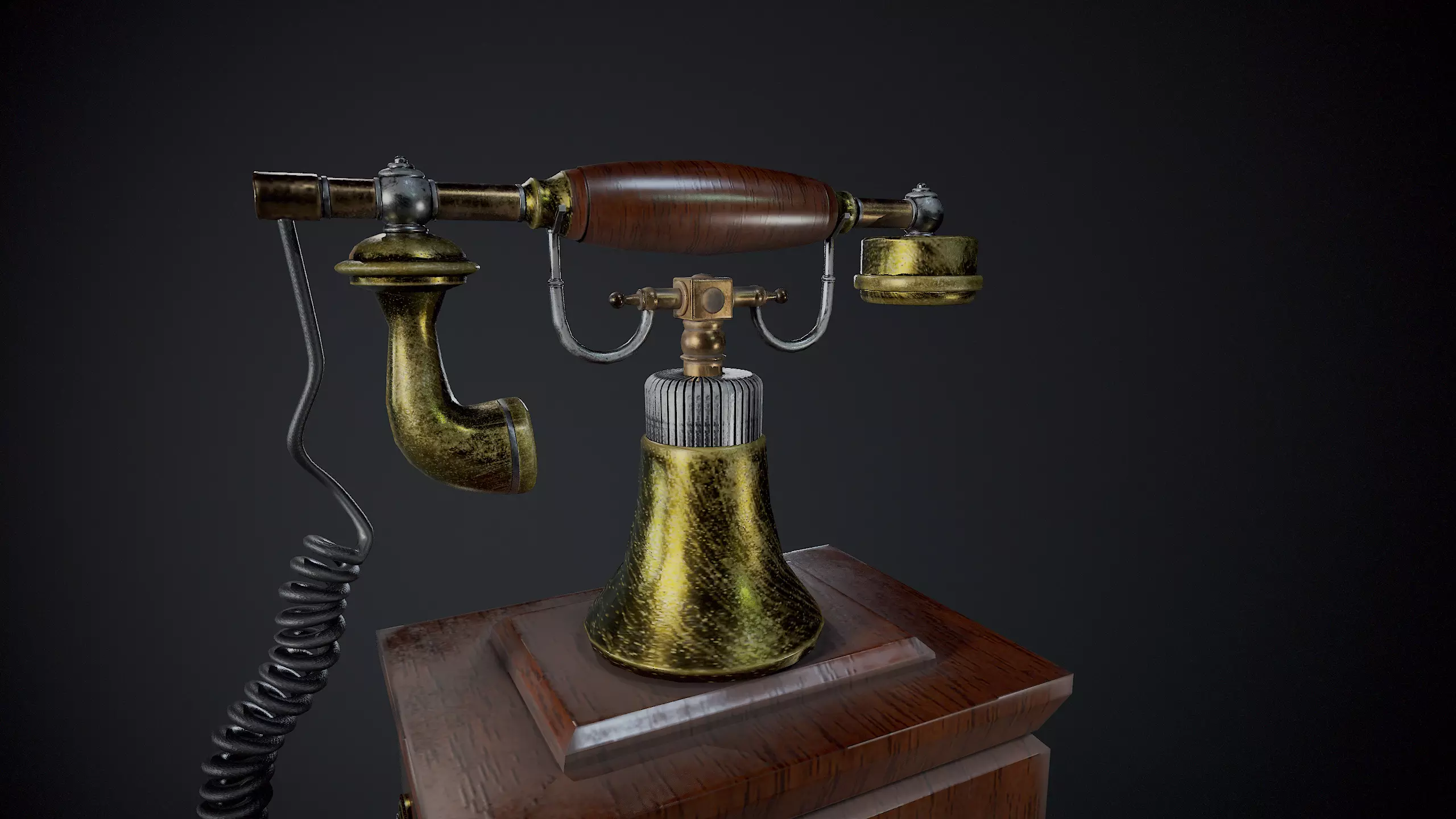 Vintage telephone 3D model Low-poly 3D model_3