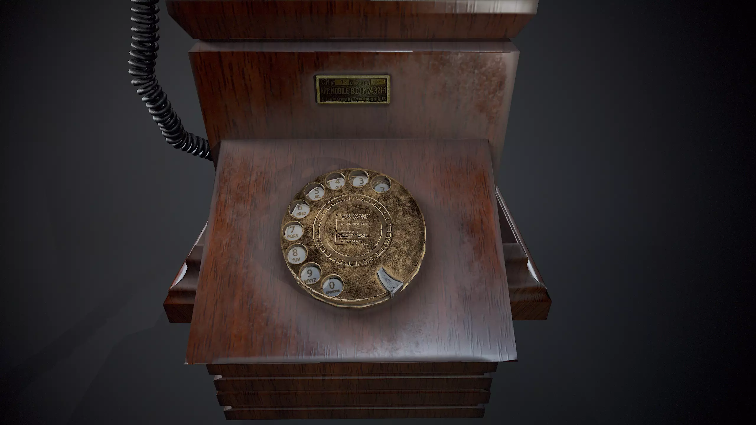 Vintage telephone 3D model Low-poly 3D model_5