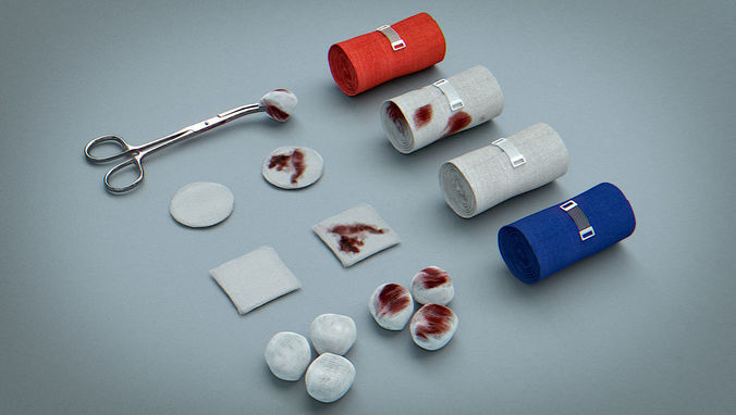 Bandages Gauze and Swabs Low-poly 3D model