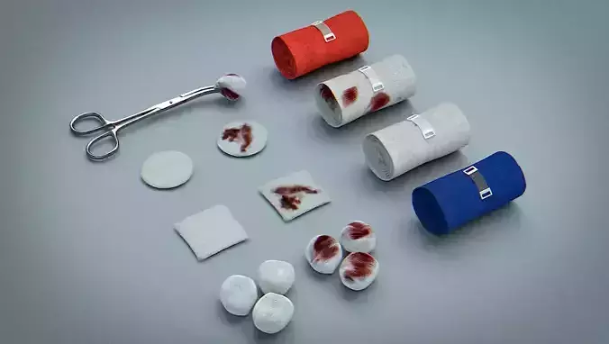 Bandages Gauze and Swabs Low-poly 3D model
