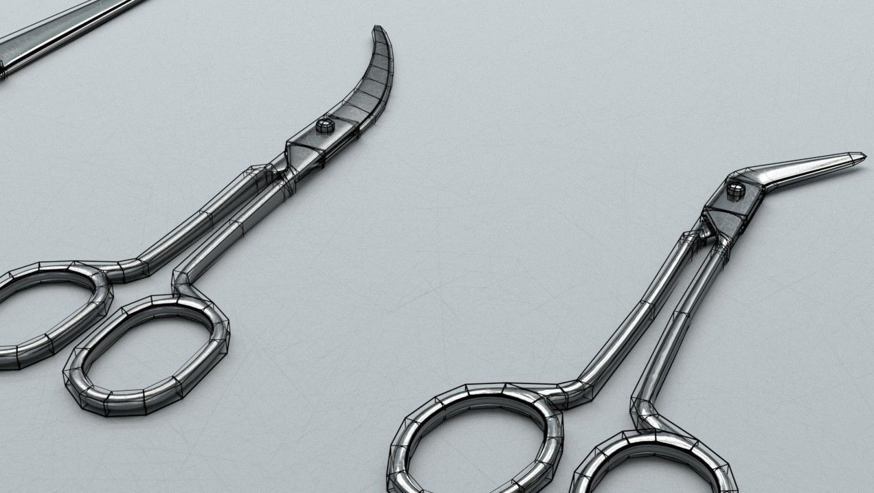 Scissors Steel Low-poly 3D model_9