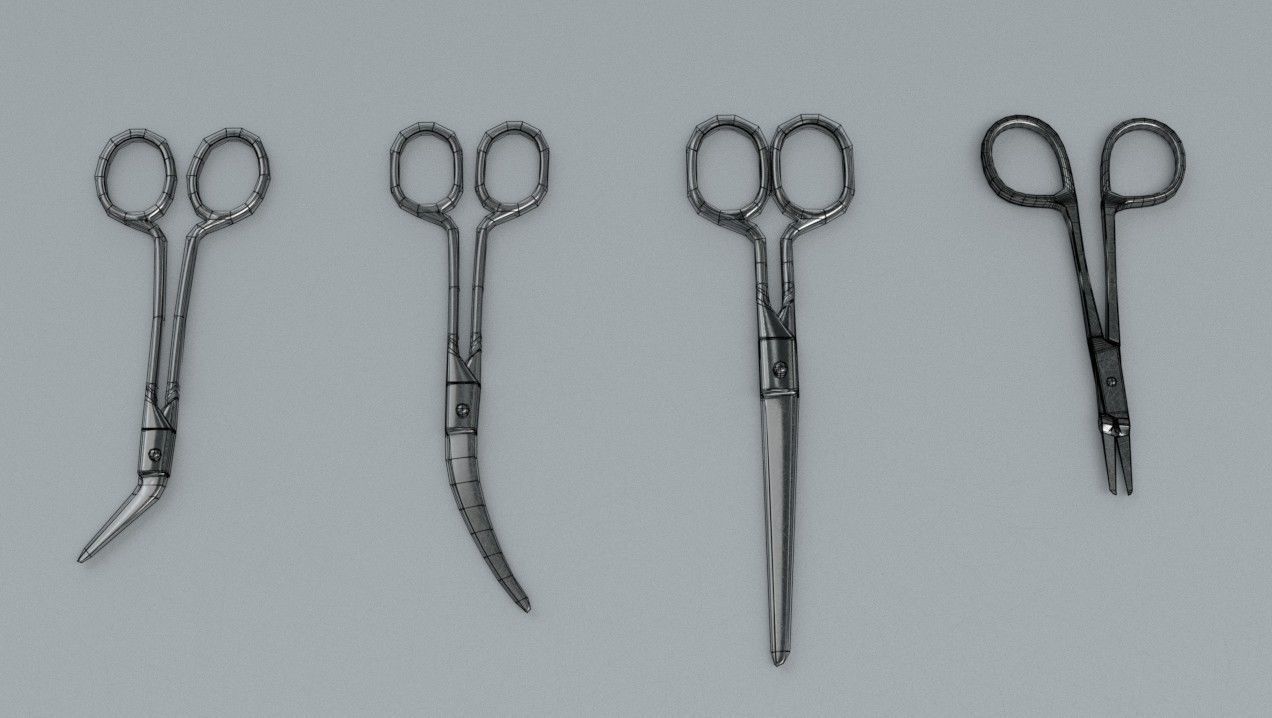 Scissors Steel Low-poly 3D model_7
