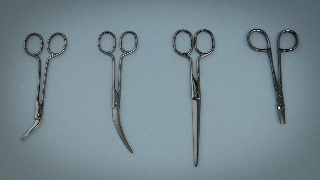 Scissors Steel Low-poly 3D model_4