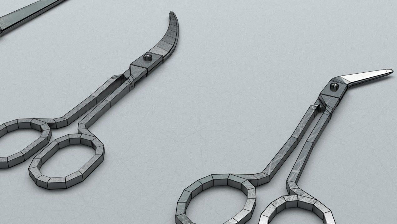 Scissors Steel Low-poly 3D model_8