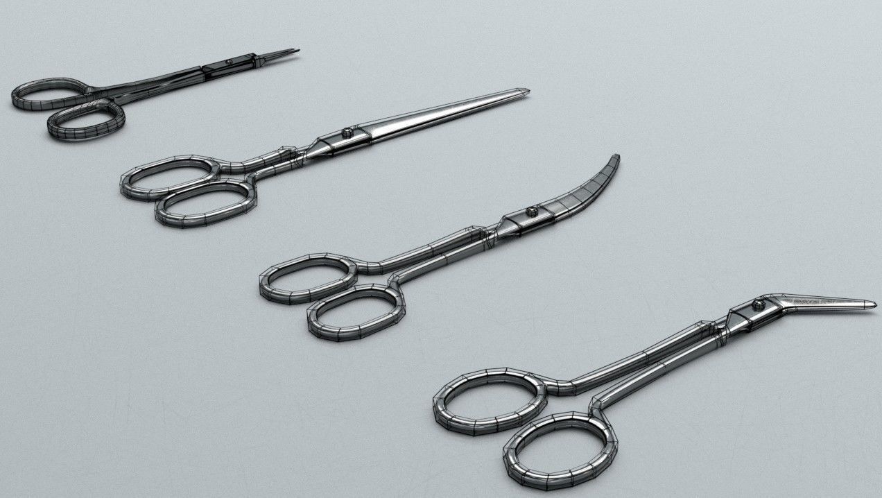 Scissors Steel Low-poly 3D model_10