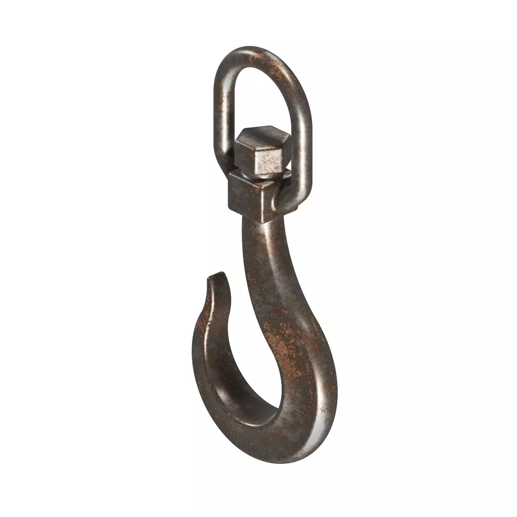 Rusty Industrial Crane Hook 3D model_0