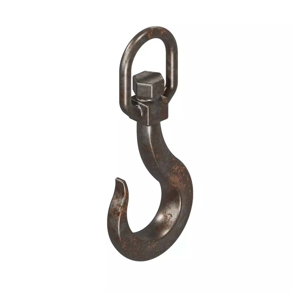 Rusty Industrial Crane Hook 3D model_1