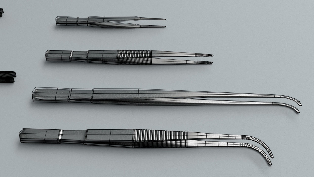 Forceps Tweezer Pincette - Medical Instruments Low-poly 3D model_9