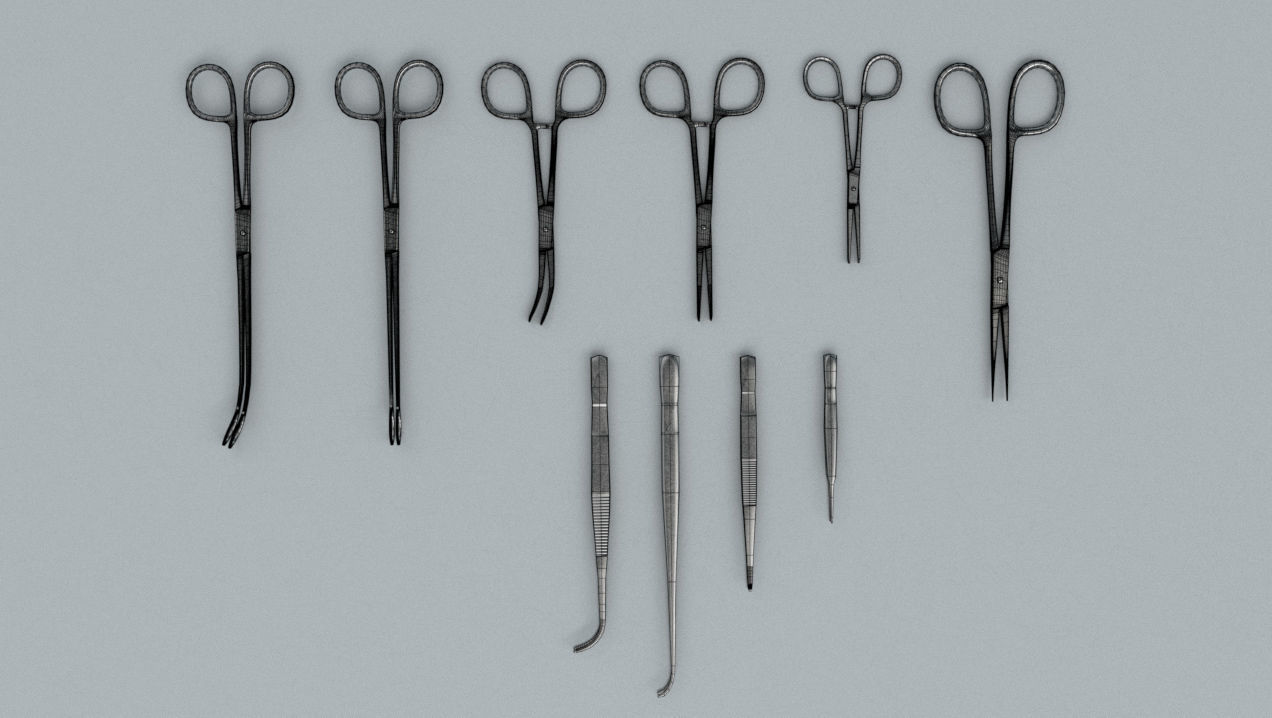 Forceps Tweezer Pincette - Medical Instruments Low-poly 3D model_11