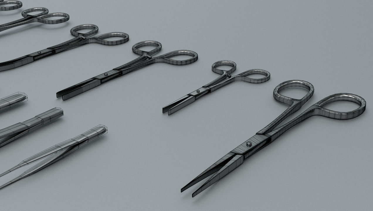 Forceps Tweezer Pincette - Medical Instruments Low-poly 3D model_10