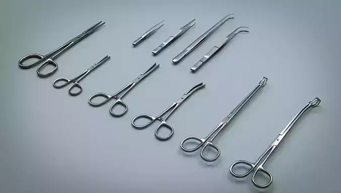 Forceps Tweezer Pincette - Medical Instruments Low-poly 3D model