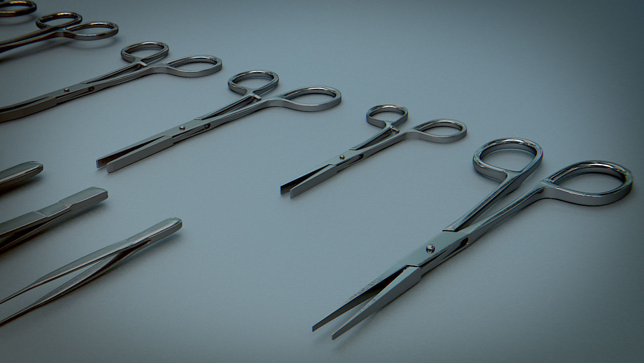Forceps Tweezer Pincette - Medical Instruments Low-poly 3D model_6