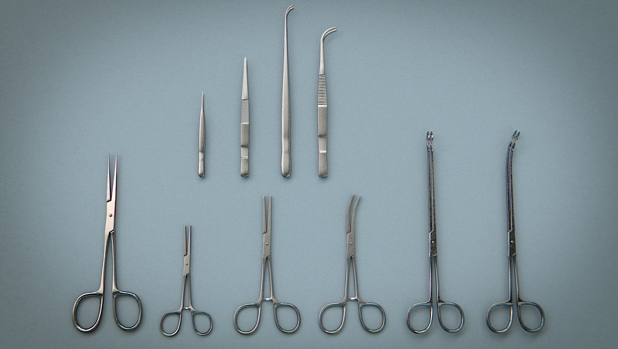 Forceps Tweezer Pincette - Medical Instruments Low-poly 3D model_5